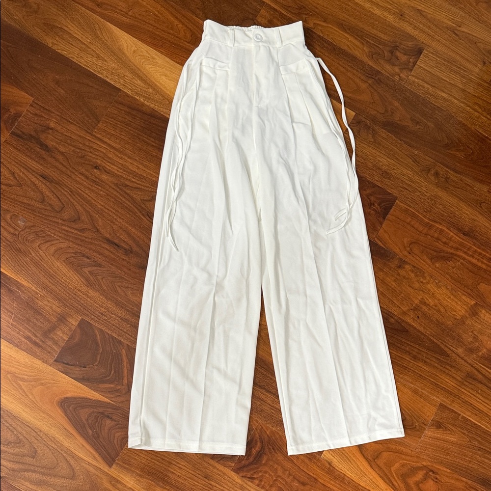 Chic White High-Waisted Women's Wide Leg Pants